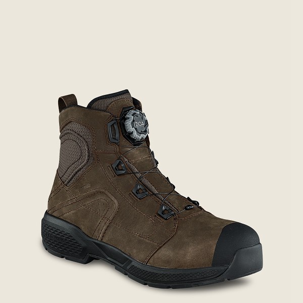 Red Wing Safety Boots Dark Brown - Mens Exos Lite - 6-inch Waterproof Toe - 9056-DEPNH